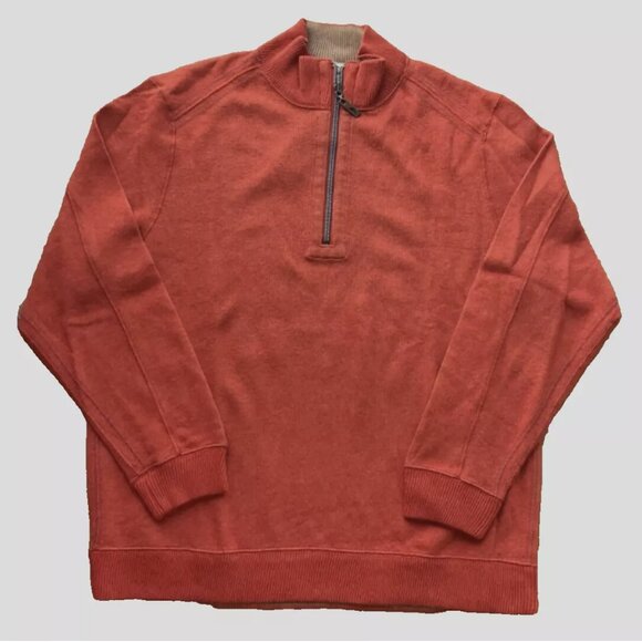 Tommy Bahama Orange Spark Heather Flipside Half Zip Reversible Sweater